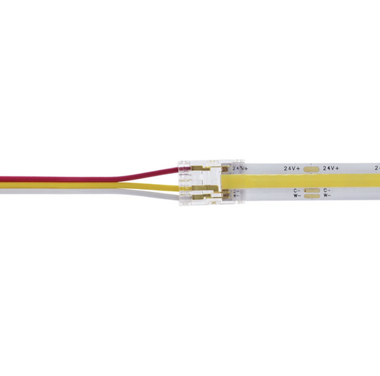 Inline CCT Tuneable White COB LED Strip To Power