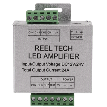 REEL TECH RGBW LED Amplifier – 12V/24V Signal Booster for LED Strips