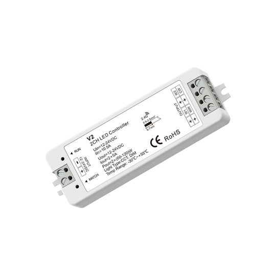 LED 12-24V DC Dimming/CCT Controller V2 + 4 Zone Remote Control RT7